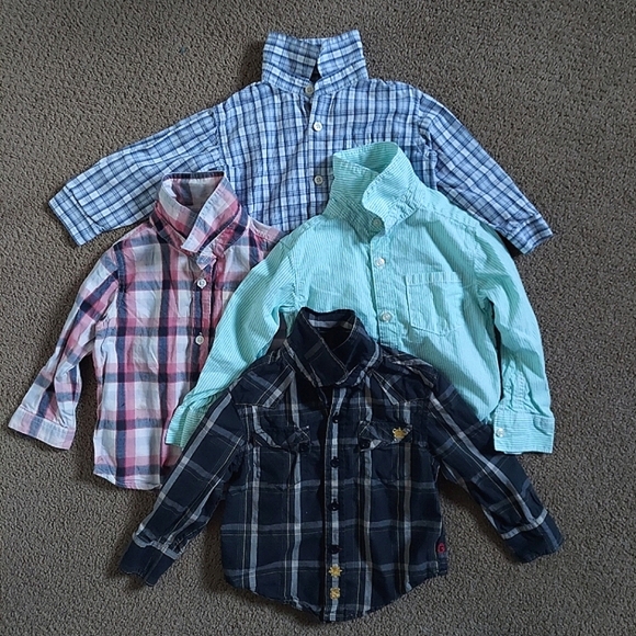 Lot of 2T Toddler Boy Button-Up Long Sleeve Dress Shirts|Guess|Old Navy|Carters - Picture 2 of 8